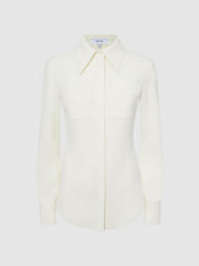 Reiss Tops | Natalia Stitch Detail Fitted Shirt Ivory - Women