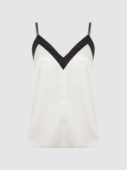 Reiss Tops | Payton Silk Blend Colourblock Vest Ivory/black - Women