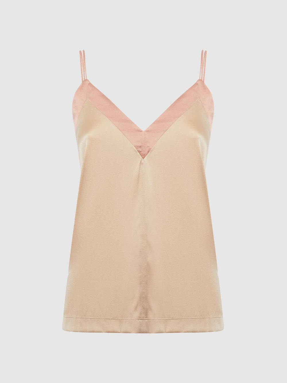 Reiss Tops | Payton Silk Blend Colourblock Vest Pink/nude - Women