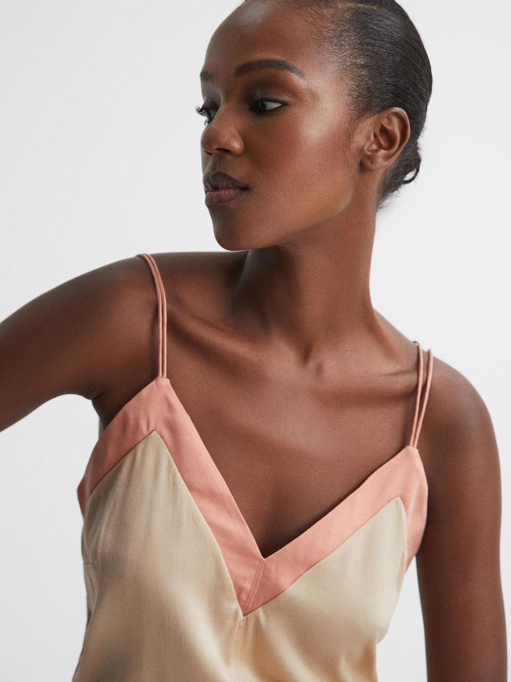 Reiss Tops | Payton Silk Blend Colourblock Vest Pink/nude - Women