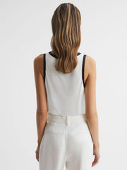 Reiss Tops | Riley Silk Front Vest Aqua - Women