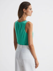 Reiss Tops | Riley Silk Front Vest Aqua - Women