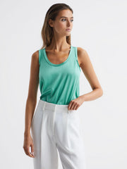 Reiss Tops | Riley Silk Front Vest Aqua - Women