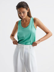 Reiss Tops | Riley Silk Front Vest Aqua - Women