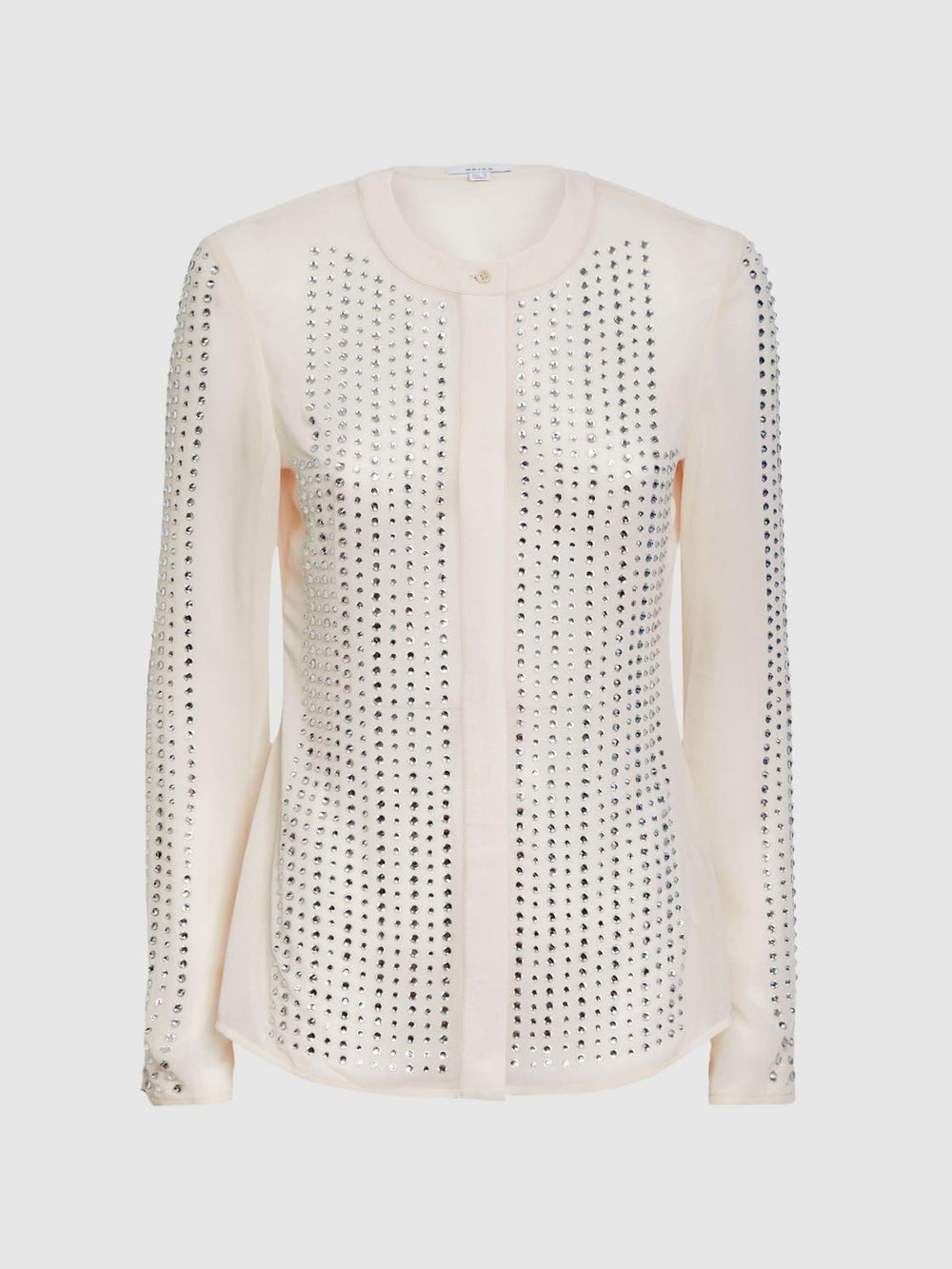 Reiss Tops | Robyn Fitted Embellished Shirt Cream - Women