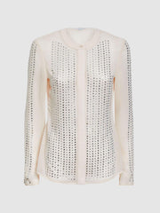 Reiss Tops | Robyn Fitted Embellished Shirt Cream - Women