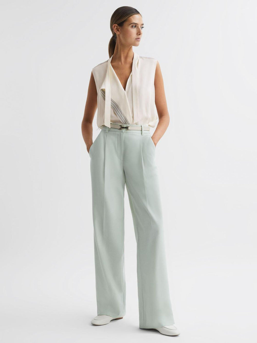 Reiss Tops | Romy Lace V-Neck Blouse Ivory - Women