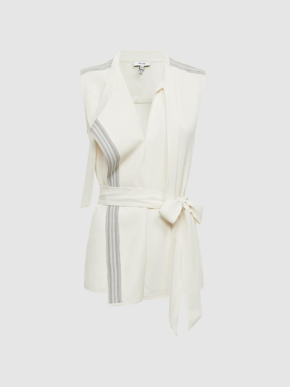 Reiss Tops | Romy Lace V-Neck Blouse Ivory - Women