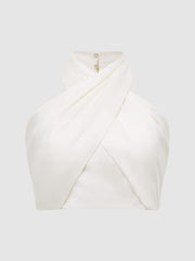 Reiss Tops | Ruby Cropped Halter Occasion Top Orange - Women