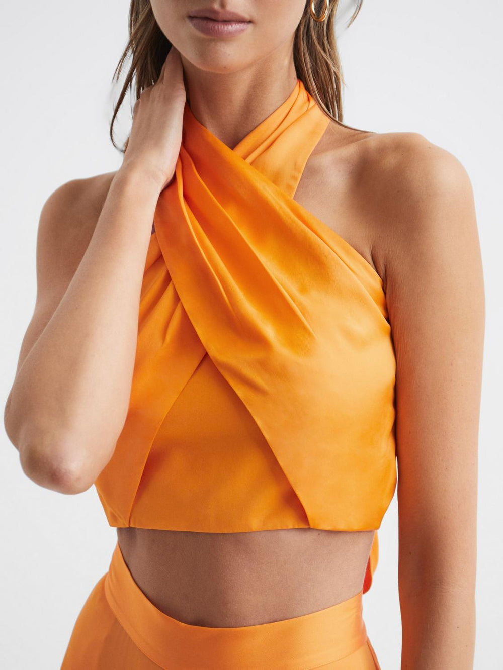 Reiss Tops | Ruby Cropped Halter Occasion Top Orange - Women