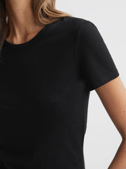 Reiss Tops | Sandy Fitted Cotton Crew Neck T-Shirt Black - Women