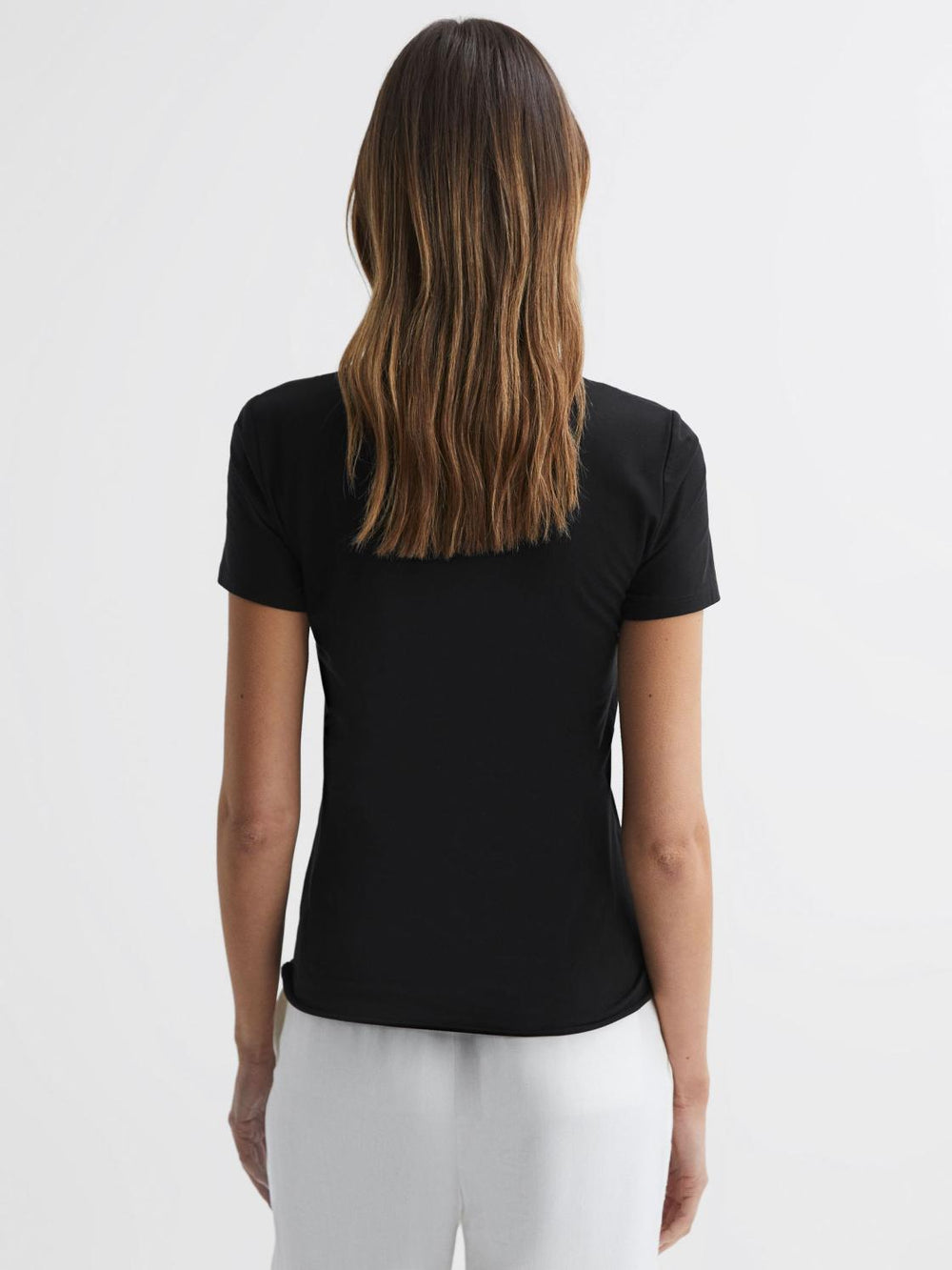 Reiss Tops | Sandy Fitted Cotton Crew Neck T-Shirt Black - Women