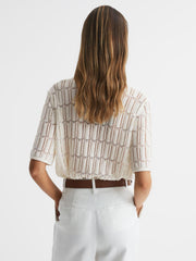 Reiss Tops | Savannah Short Sleeve Crochet Shirt Ivory - Women