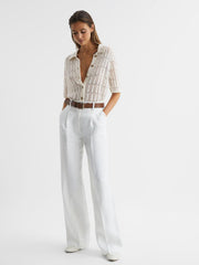 Reiss Tops | Savannah Short Sleeve Crochet Shirt Ivory - Women