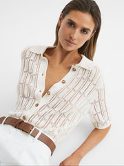 Reiss Tops | Savannah Short Sleeve Crochet Shirt Ivory - Women