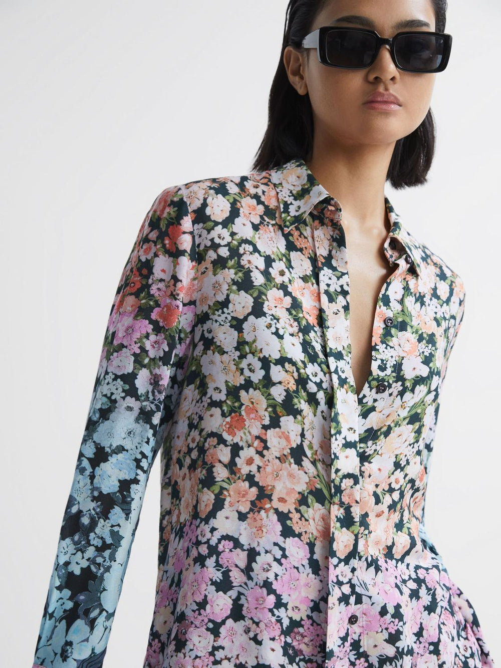 Reiss Tops | Serena Floral Print Concealed Button Shirt Multi - Women