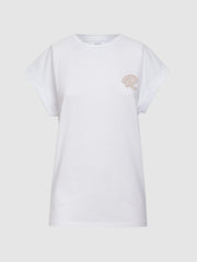 Reiss Tops | Tara Cotton Motif Crew Neck T-Shirt White - Women
