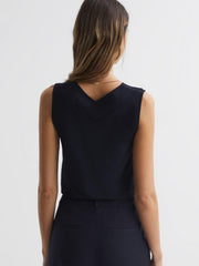 Reiss Tops | Taylor V-Neck Shell Blouse Navy - Women