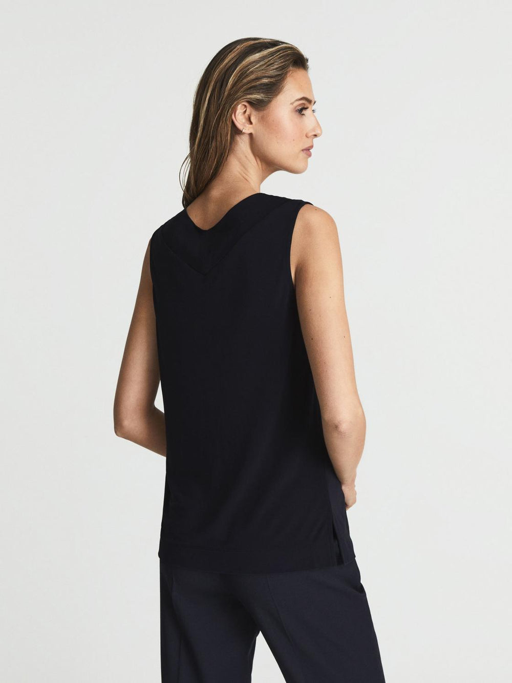 Reiss Tops | Taylor V-Neck Shell Blouse Navy - Women