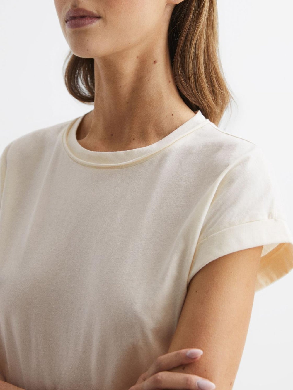 Reiss Tops | Tereza Crew T-Shirt Cream - Women