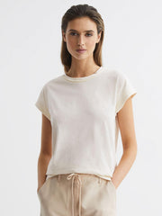 Reiss Tops | Tereza Crew T-Shirt Cream - Women