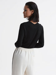 Reiss Tops | Tillie V-Neck Long Sleeve Blouse Black - Women