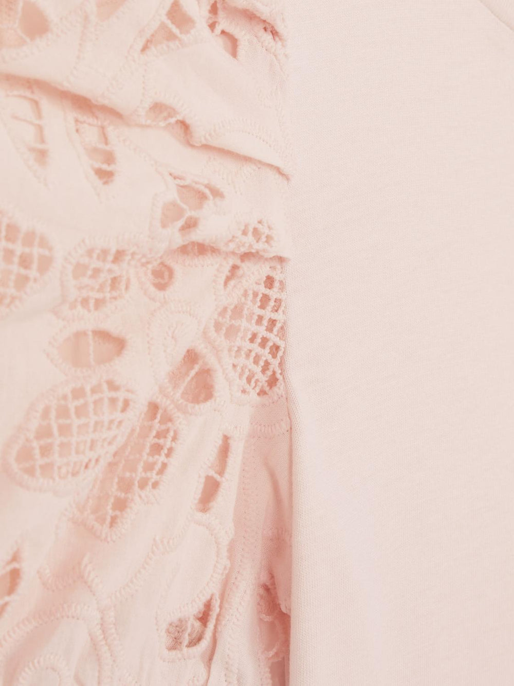 Reiss Tops & Tshirts | Alberta Floral Lace Puff Sleeve T-Shirt Pink - Children