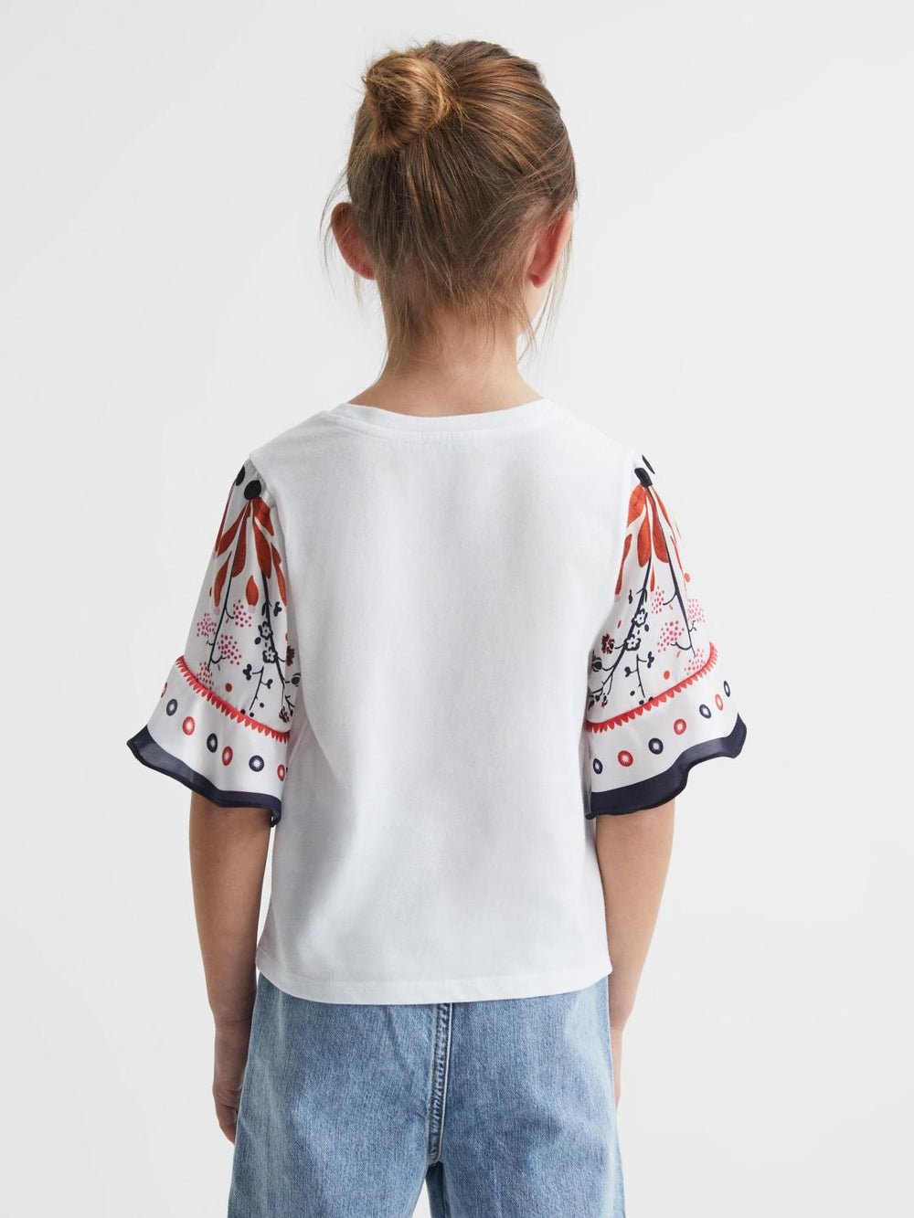 Reiss Tops & Tshirts | Anastasia Flared Printed Sleeve T-Shirt White - Children