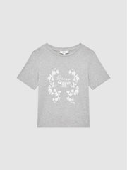 Reiss Tops & Tshirts | Bobbi Motif Crew Neck T-Shirt Grey Marl - Children