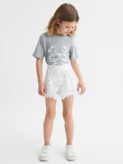 Reiss Tops & Tshirts | Bobbi Motif Crew Neck T-Shirt Grey Marl - Children