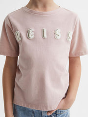 Reiss Tops & Tshirts | Bobbi Motif Crew Neck T-Shirt Pale Pink - Children