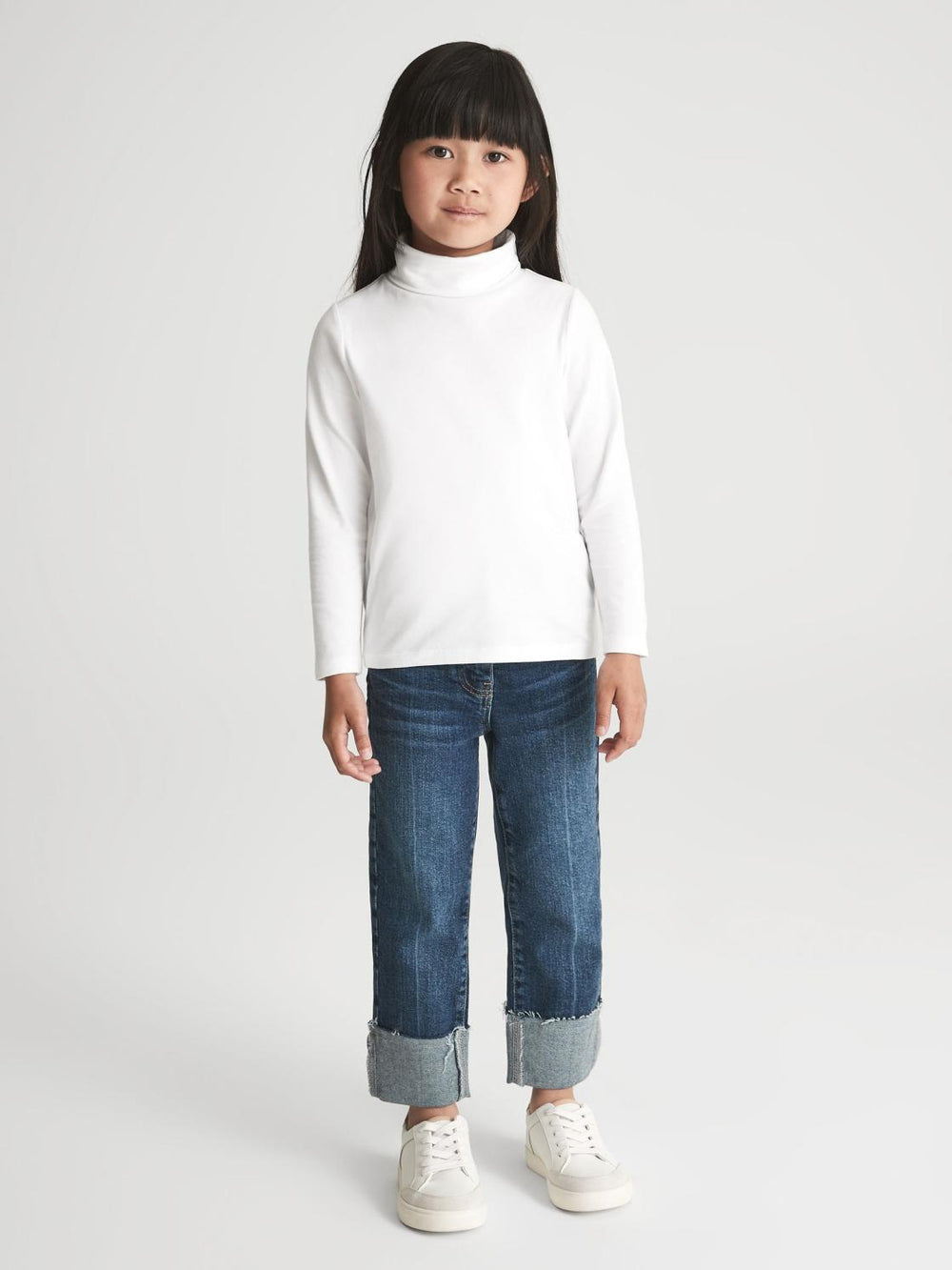 Reiss Tops & Tshirts | Carey Roll Neck Long Sleeve Top Ivory - Children