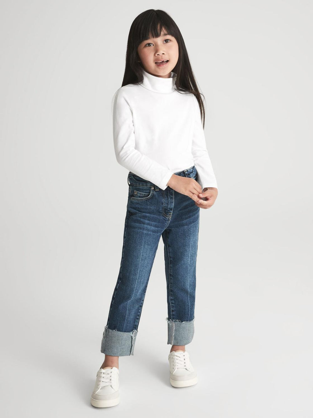 Reiss Tops & Tshirts | Carey Roll Neck Long Sleeve Top Ivory - Children