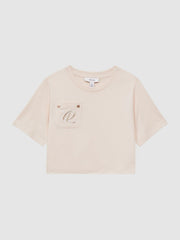 Reiss Tops & Tshirts | Chloe Embroidered Crew Neck T-Shirt Pink - Children