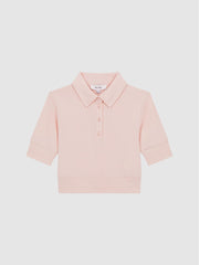 Reiss Tops & Tshirts | Eva Cropped Polo Shirt Pink - Children