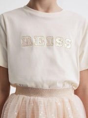 Reiss Tops & Tshirts | Jasmine Sequin T-Shirt Pale Pink - Children