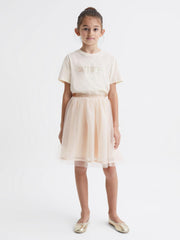 Reiss Tops & Tshirts | Jasmine Sequin T-Shirt Pale Pink - Children
