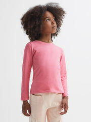 Reiss Tops & Tshirts | Mai Long Sleeve Crew Neck T-Shirt Pink - Children