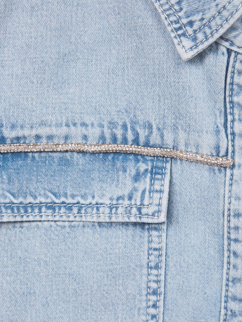 Reiss Tops & Tshirts | Sandie Denim Crop Top Mid Blue - Children