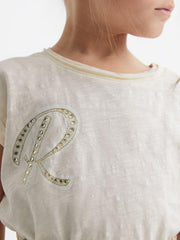 Reiss Tops & Tshirts | Tabby Embellished T-Shirt Off White - Children