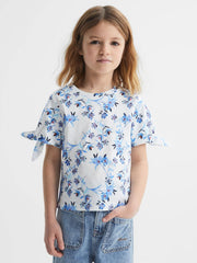 Reiss Tops & Tshirts | Tally Printed Cotton T-Shirt Blue Print - Children