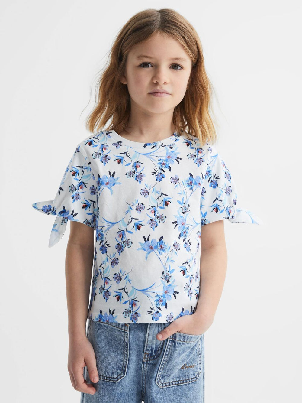 Reiss Tops & Tshirts | Tally Printed Cotton T-Shirt Blue Print - Children