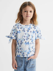 Reiss Tops & Tshirts | Tally Printed Cotton T-Shirt Blue Print - Children