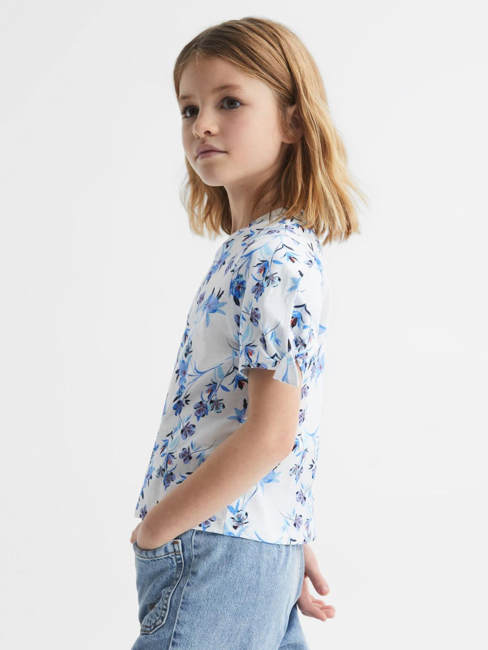 Reiss Tops & Tshirts | Tally Printed Cotton T-Shirt Blue Print - Children