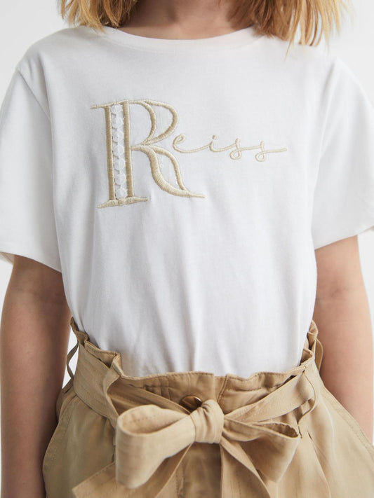 Reiss Tops & Tshirts | Tally Printed Cotton T-Shirt White - Children