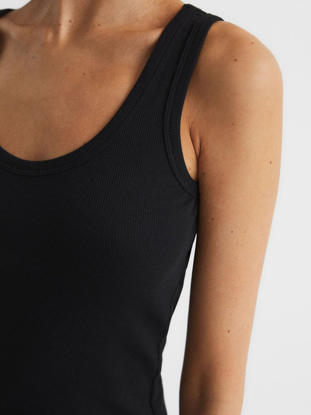 Reiss Tops | Violet Scoop Neck Ribbed Jersey Vest Top Aqua - Women