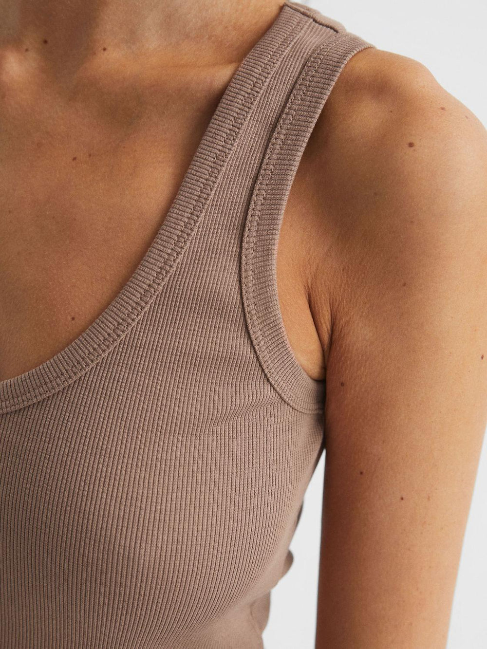 Reiss Tops | Violet Scoop Neck Ribbed Jersey Vest Top Aqua - Women