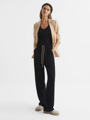 Reiss Tops | Violet Scoop Neck Ribbed Jersey Vest Top Aqua - Women