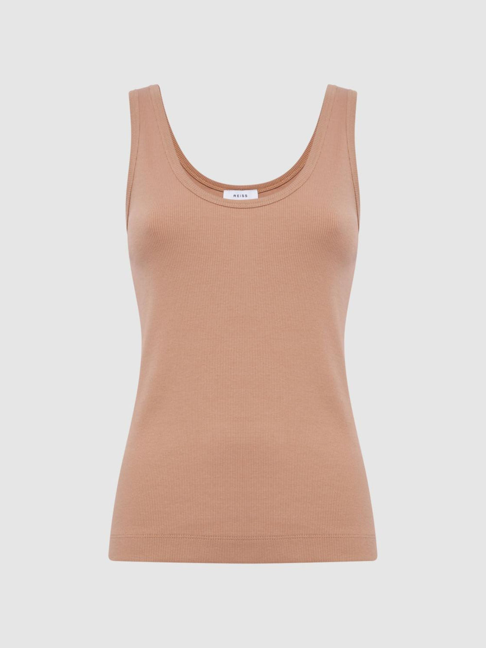 Reiss Tops | Violet Scoop Neck Ribbed Jersey Vest Top Camel - Women