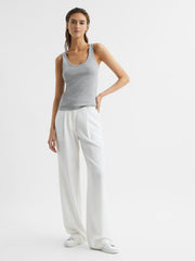 Reiss Tops | Violet Scoop Neck Ribbed Jersey Vest Top Grey Marl - Women